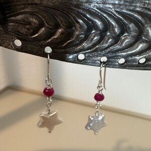 Ruby and Pearl star earring